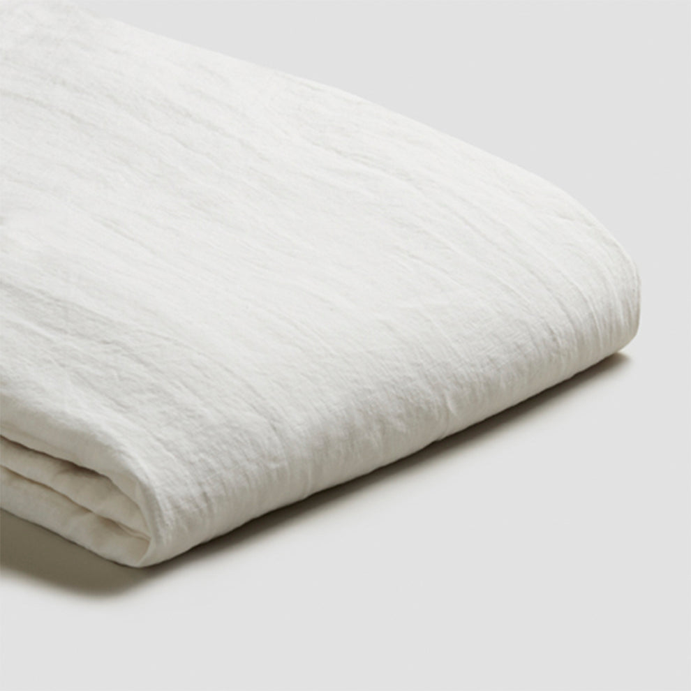 White Linen Blend Fitted Sheet | Piglet in Bed UK