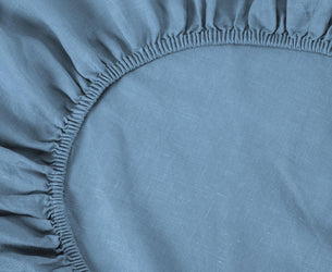 Dusk Blue Linen Blend Fitted Sheet