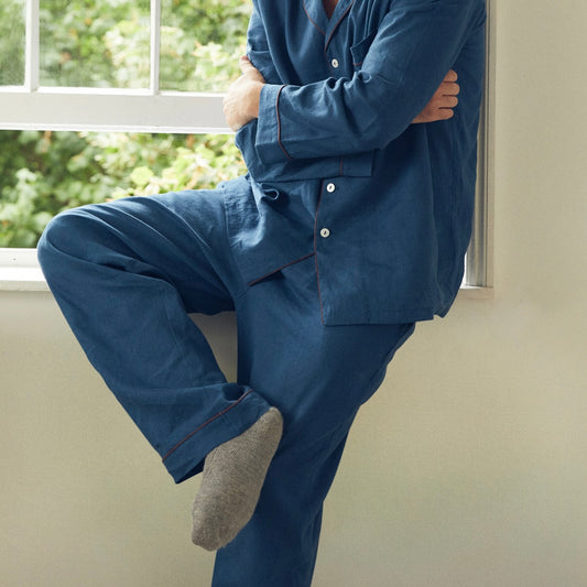 Men s linen pyjamas made from natural linen Piglet in Bed UK