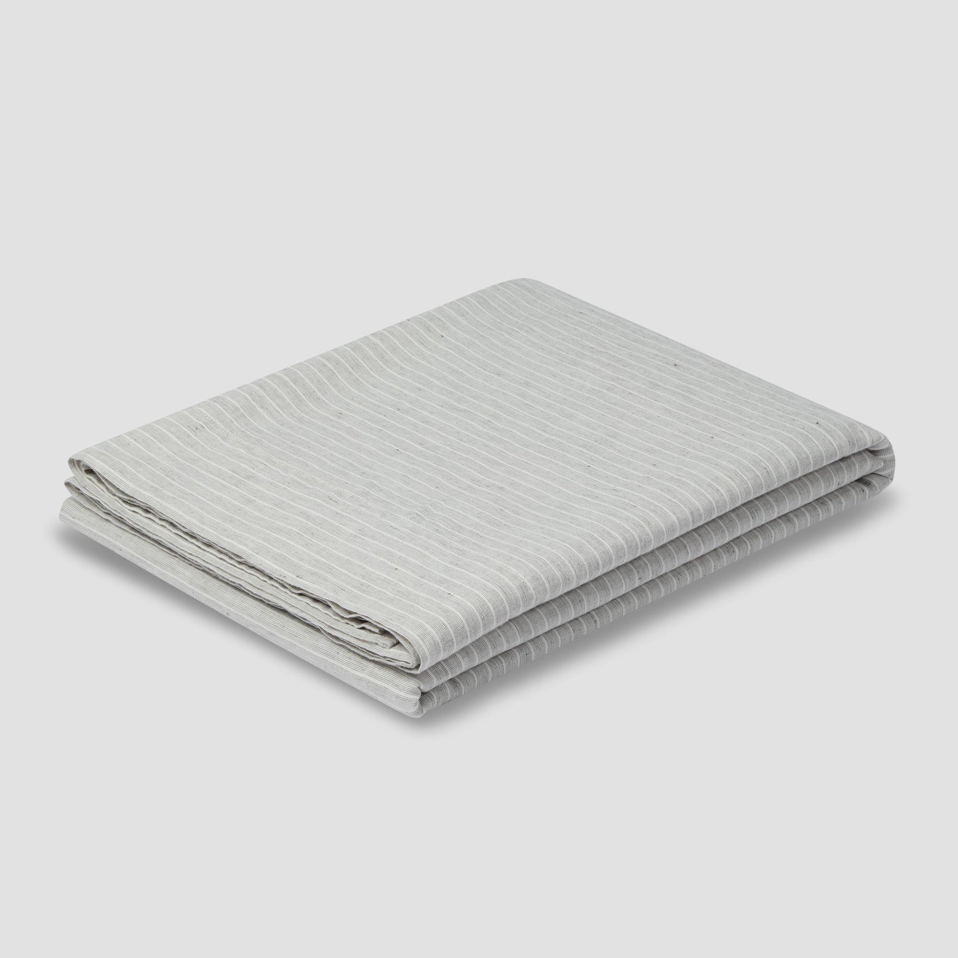 Grey Mini Stripe Linen Blend Flat Sheet