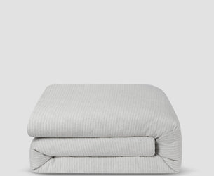 Grey Mini Stripe Linen Blend Duvet Cover