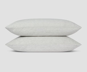 Grey Mini Stripe Linen Blend Pillowcases (Pair)