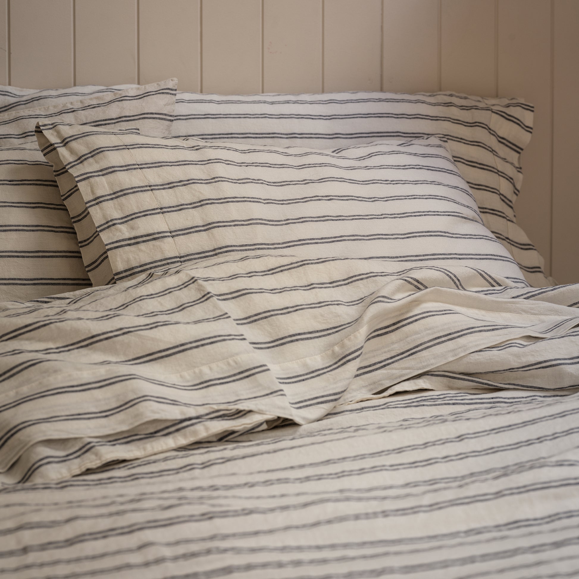 Ivory Kemptown Stripe Linen Blend Pillowcases (Pair)