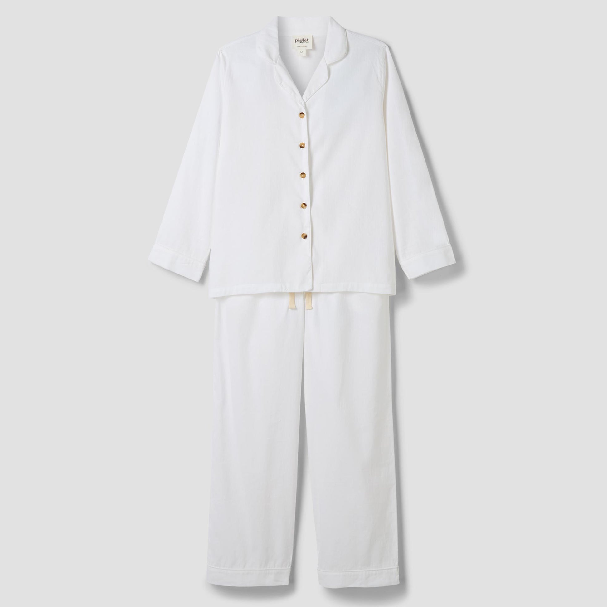 White Linen Blend Pyjama Trouser Set