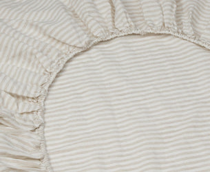 Oatmeal Stripe Linen Blend Fitted Sheet