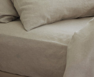 Oatmeal Linen Blend Fitted Sheet