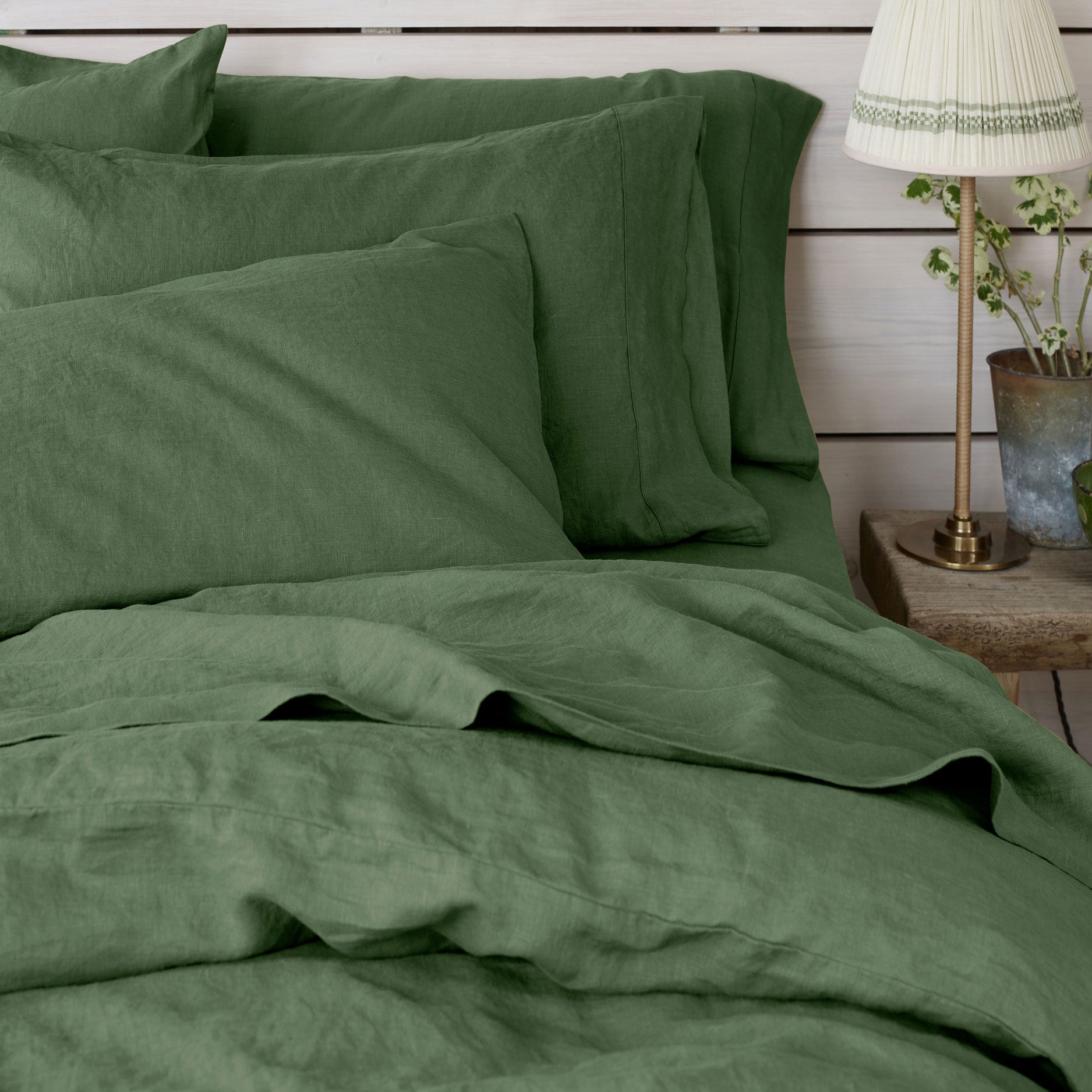 Elm Green Linen Blend Pillowcases (Pair)