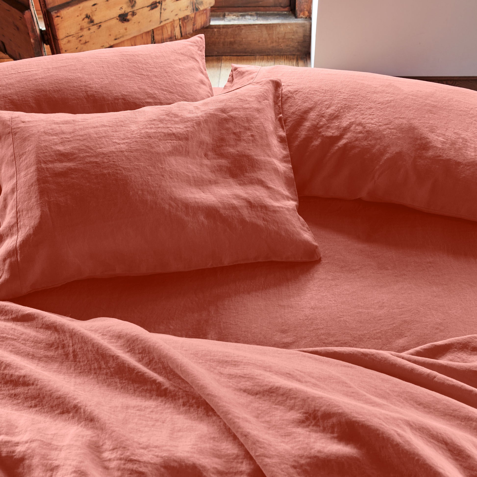 Burnt Orange Linen Blend Pillowcases (Pair)