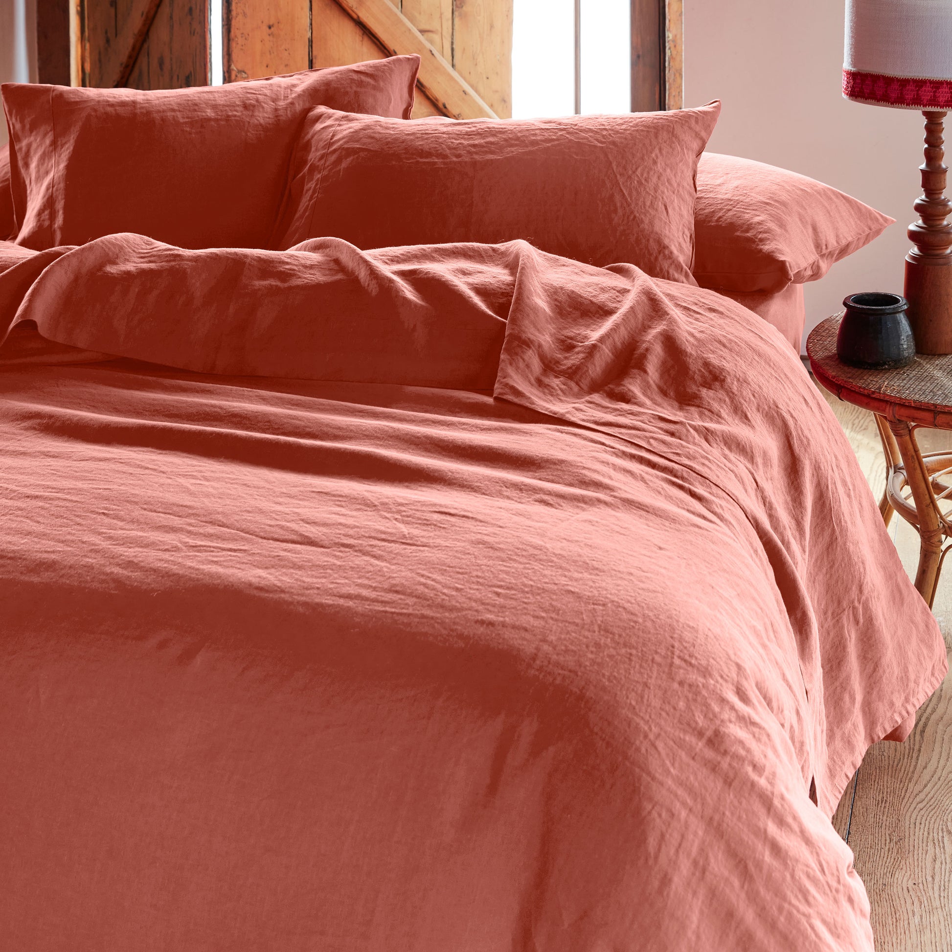 Burnt Orange Linen Blend Duvet Cover