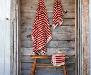 Sandstone Red Stripe Cotton Towels