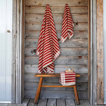 Sandstone Red Stripe Cotton Towels