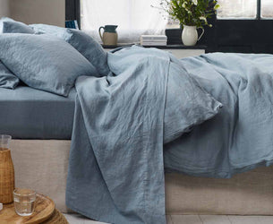 Dusk Blue Linen Blend Flat Sheet