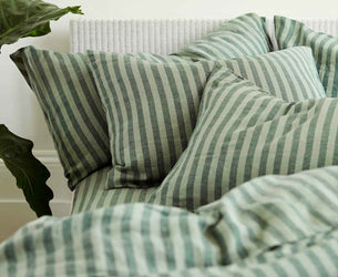 Pine Green Pembroke Stripe Linen Blend Pillowcases (Pair)