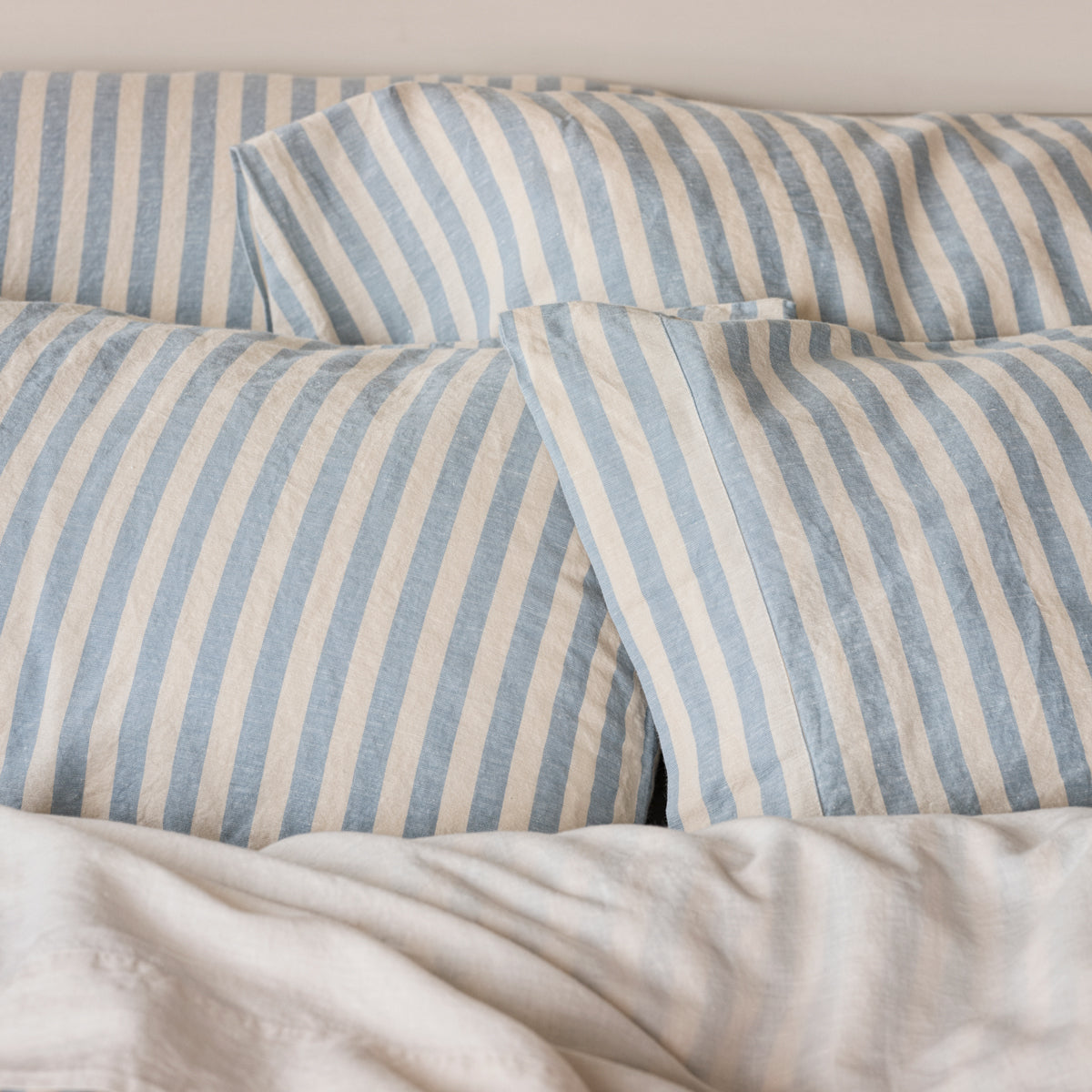 Coastal Blue Pembroke Stripe Linen Blend Pillowcase (Pair)