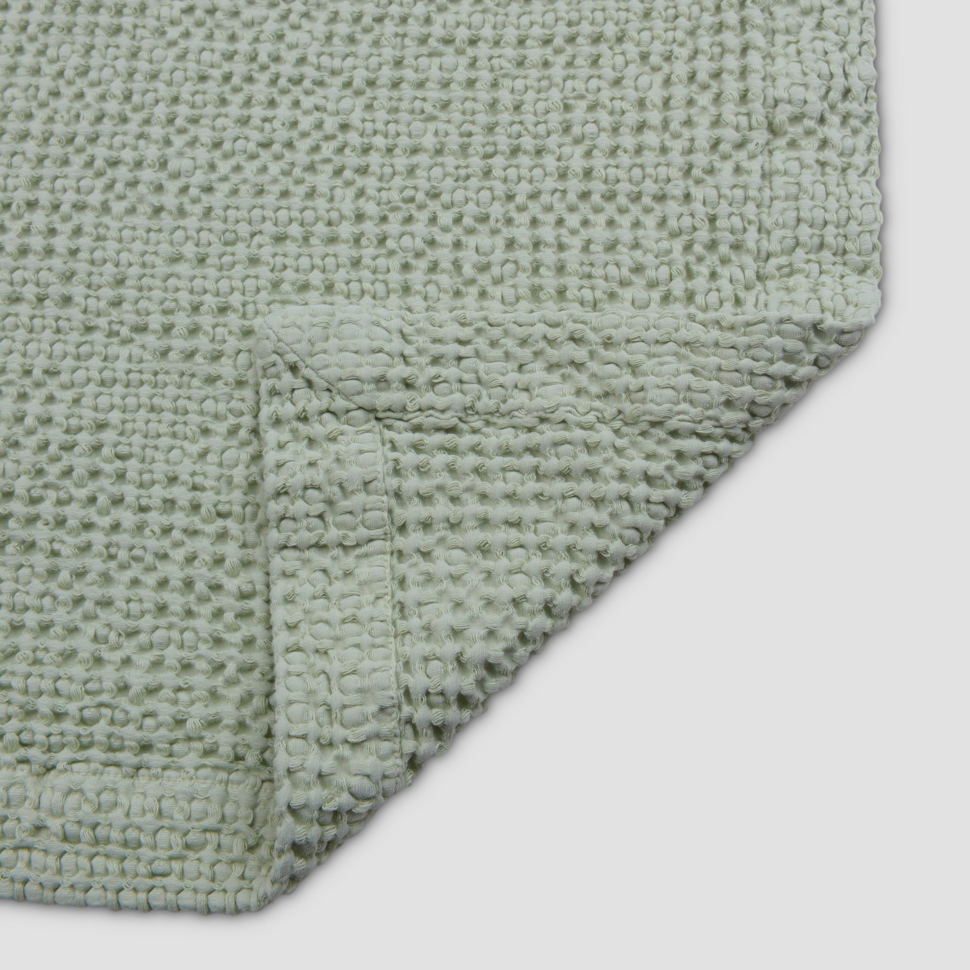 Sage Green Waffle Cotton Throw Piglet in Bed UK