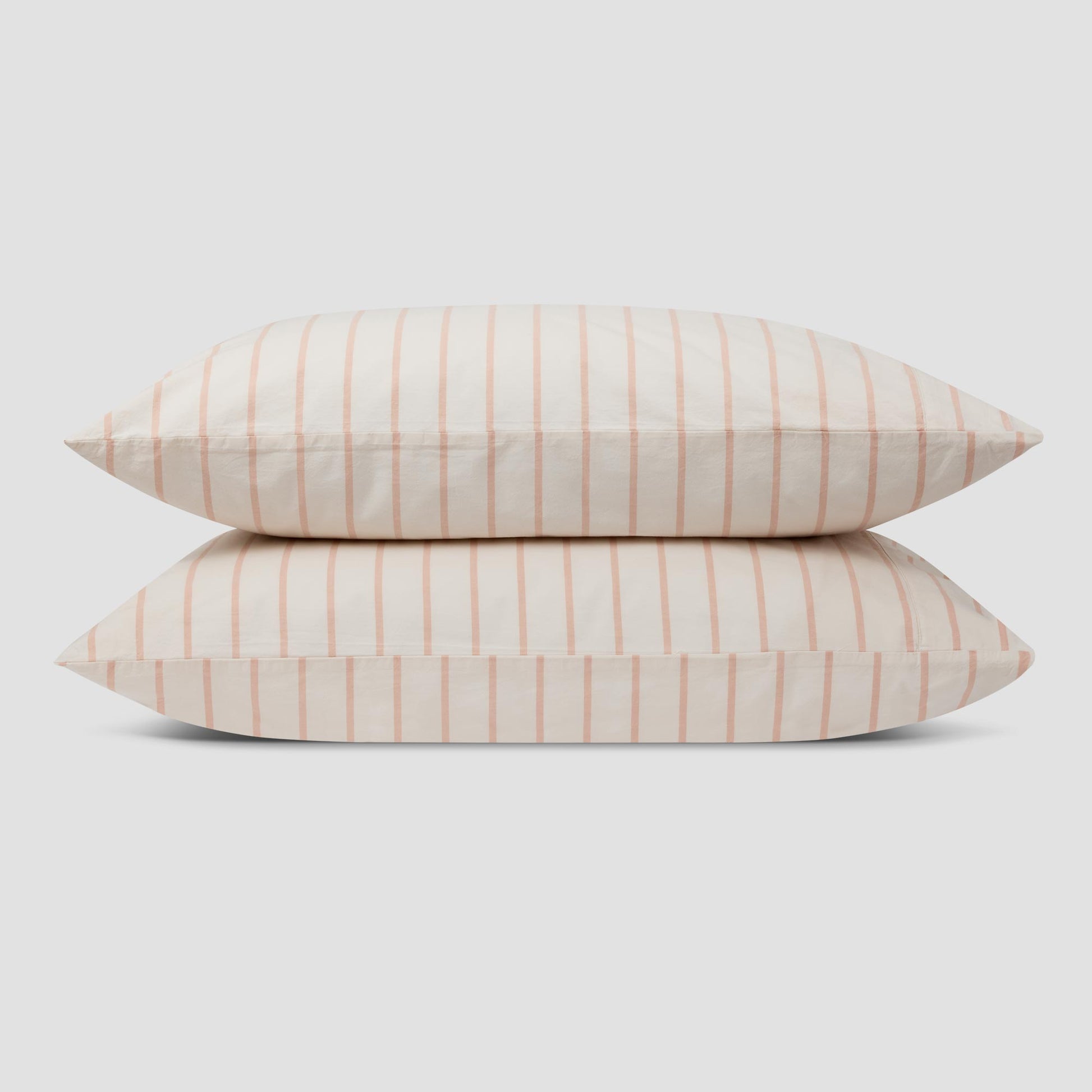 Blush Pink Slumber Stripe Cotton Pillowcase (Pair)