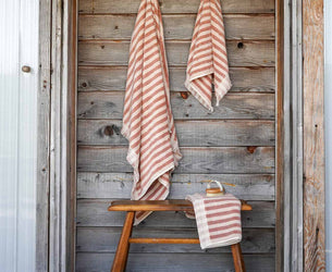 Sand Shell Stripe Cotton Towels