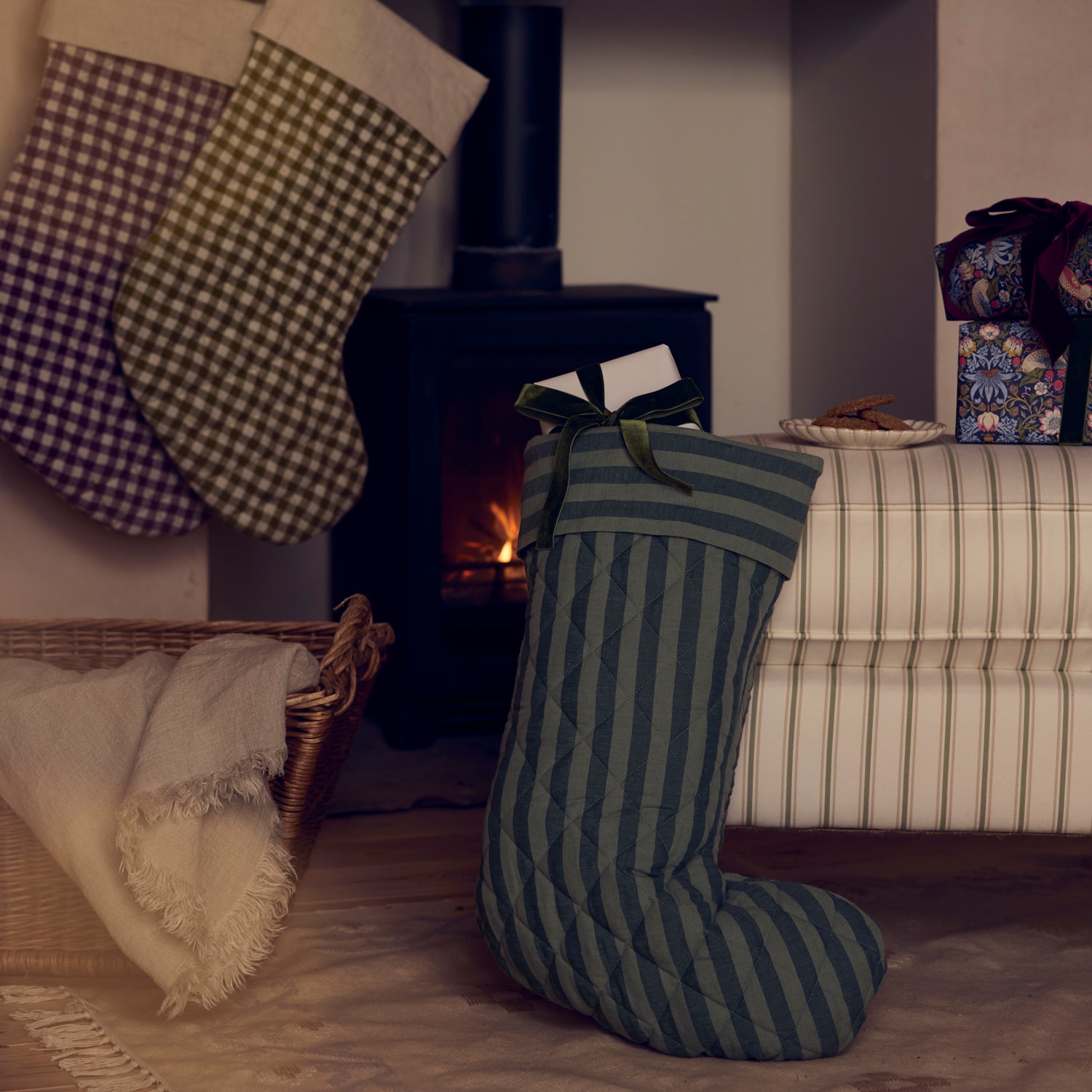 Pine Green Pembroke Stripe Christmas Stocking