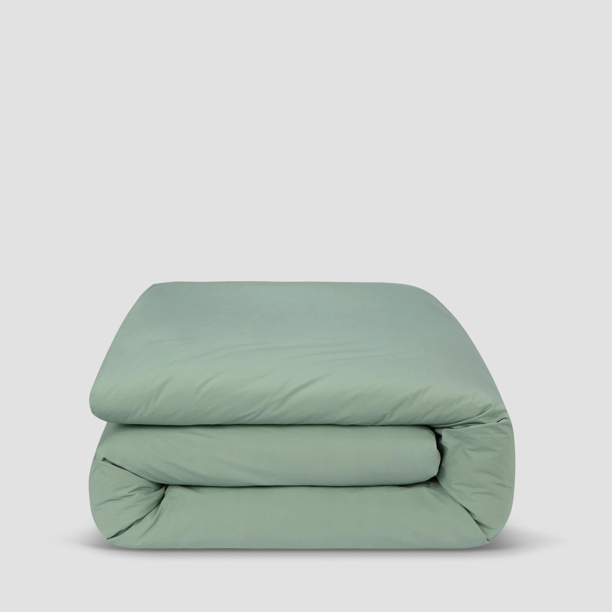 Mellow Green Washed Cotton Percale Duvet Cover