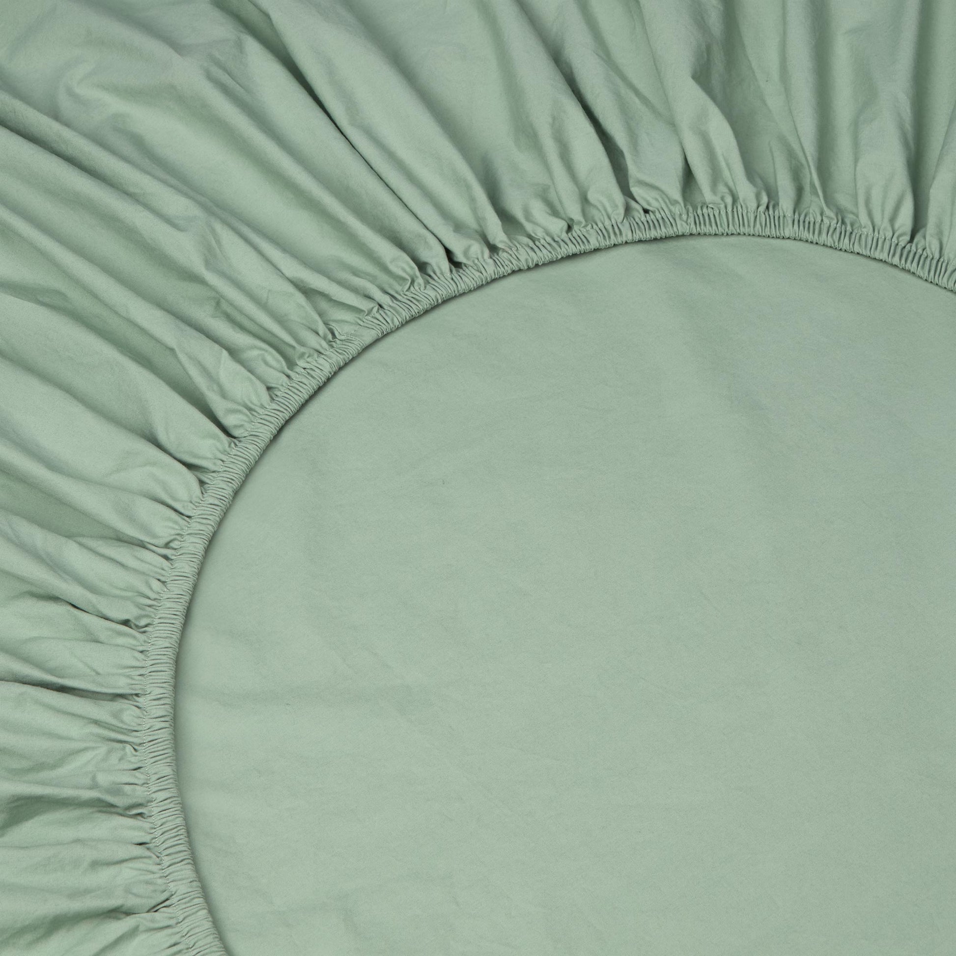 Mellow Green Washed Cotton Percale Fitted Sheet