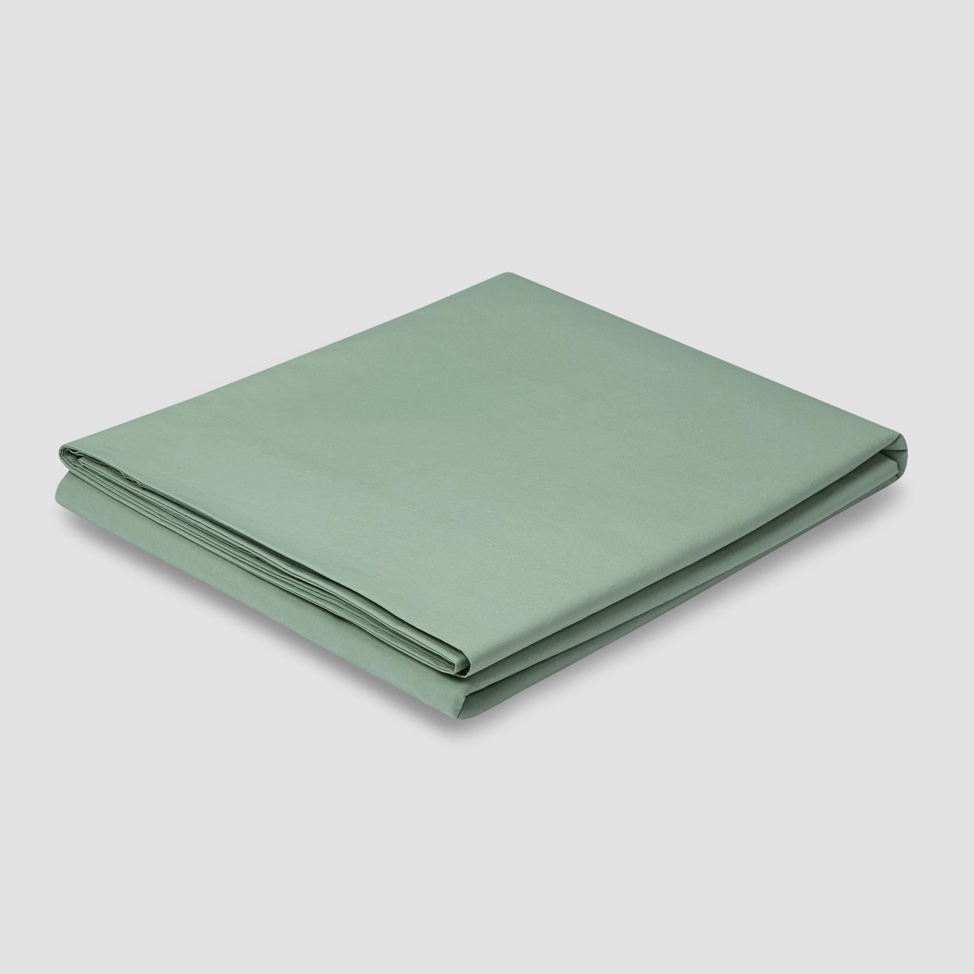 Mellow Green Washed Cotton Percale Flat Sheet