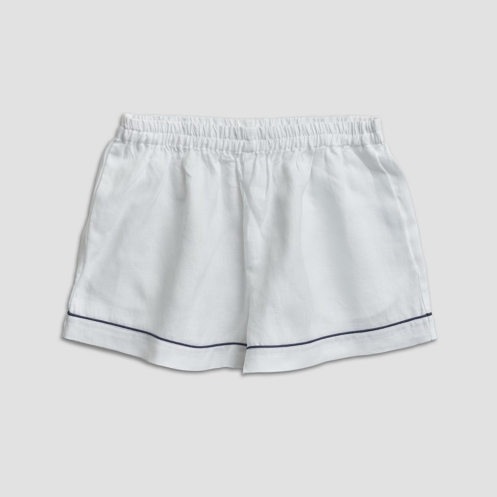 White Linen Pyjama Shorts Piglet in Bed UK