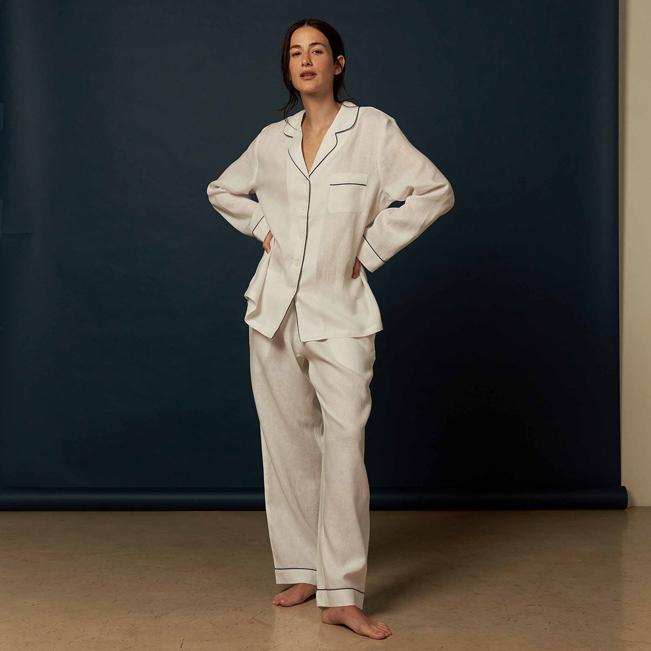 Poplin Pyjama Trousers - Blue/White - Ladies | H&M GB