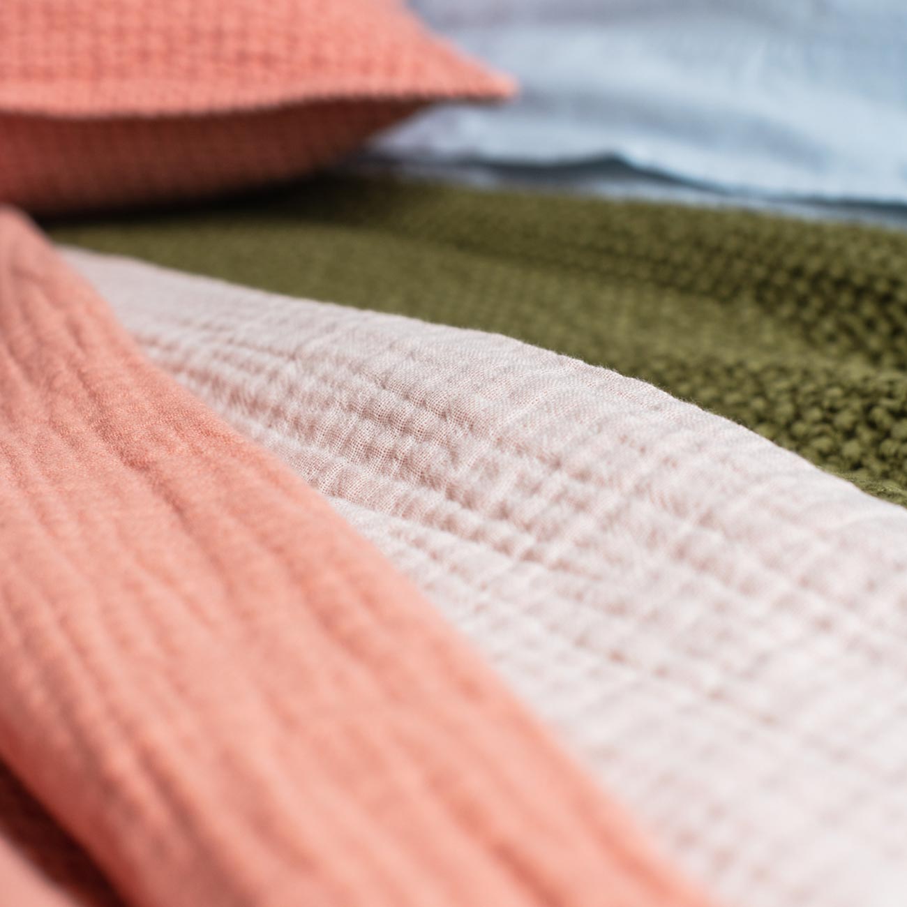 Pink Clay & Birch Textured Cotton Throw