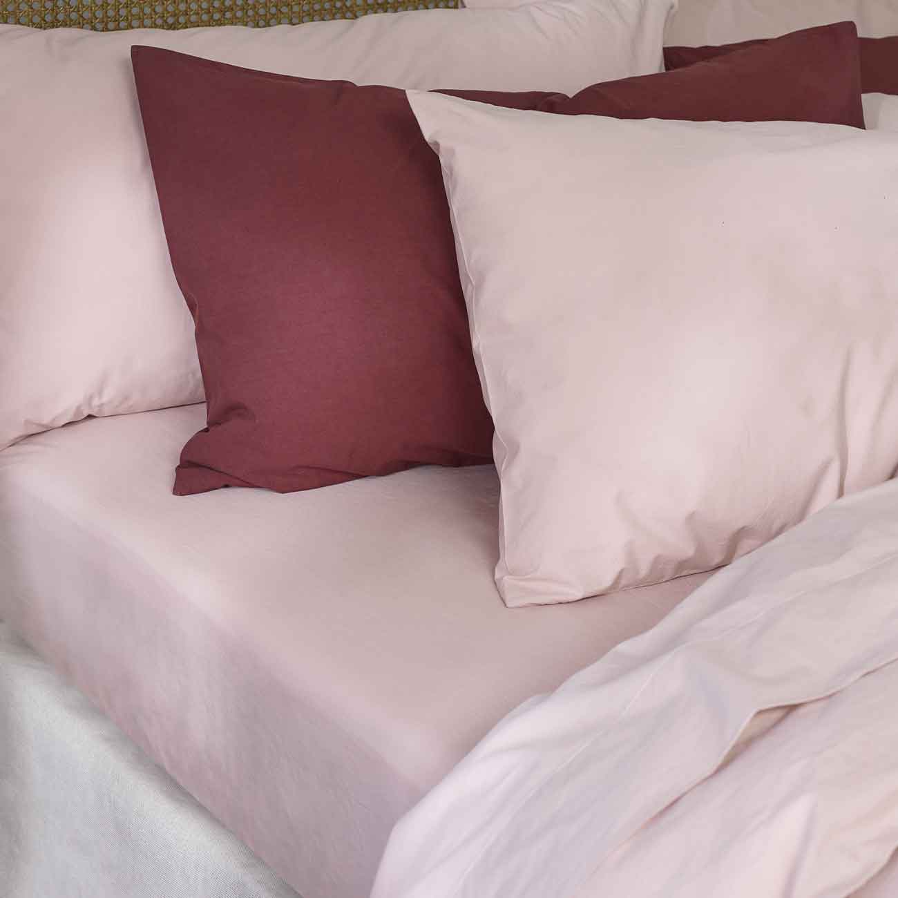 French Rose and Mulberry Washed Cotton Percale Bedding