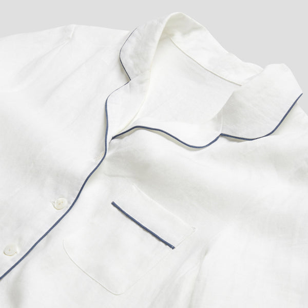 White Linen Pyjama Trouser Set | Piglet in Bed UK